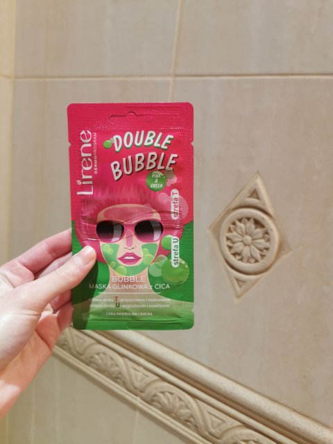 Lirene Double Bubble, Maska do twarzy, Glinkowa, Z Cica, Cera normalna i sucha, Pink & Green