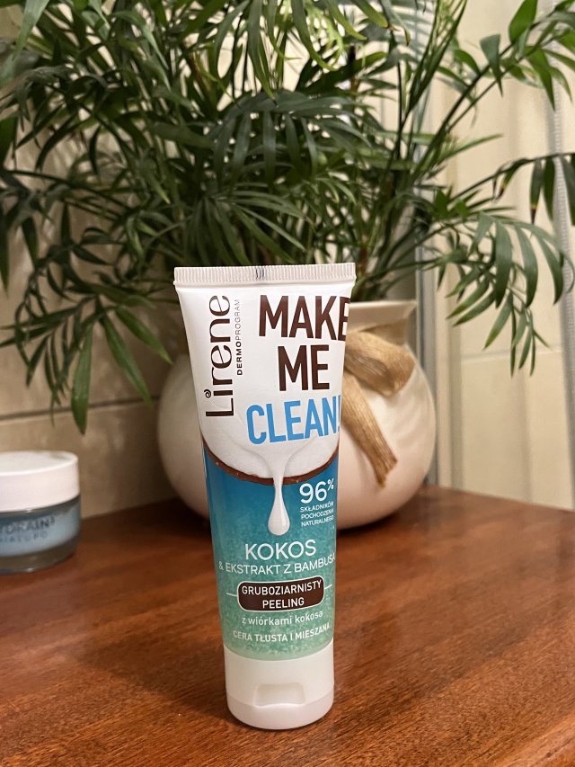 Lirene Make Me Clean!, Peeling do twarzy, Gruboziarnisty, Cera tłusta i mieszana, Kokos & Ekstrakt z bambusa