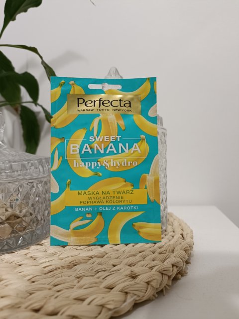 Perfecta Happy & Hydro, Sweet Banana, Maska do twarzy, Wygładzenie, poprawa kolorytu, Banan + olej z karotki
