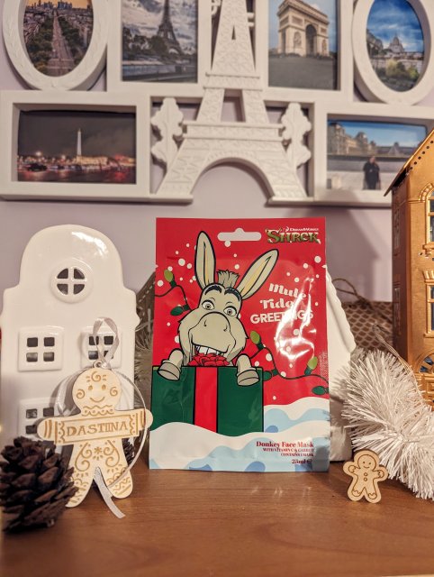 Corsair Toiletries Shrek, Maseczka do twarzy w płacie, Mule Tide Greetings, Donkey Face Mask, Osioł, Z witaminą C oraz ekstraktem z marchewki