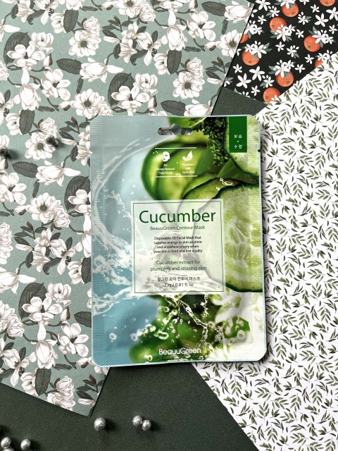 BeauuGreen Maska do twarzy w płacie, Contour Mask, Cucumber