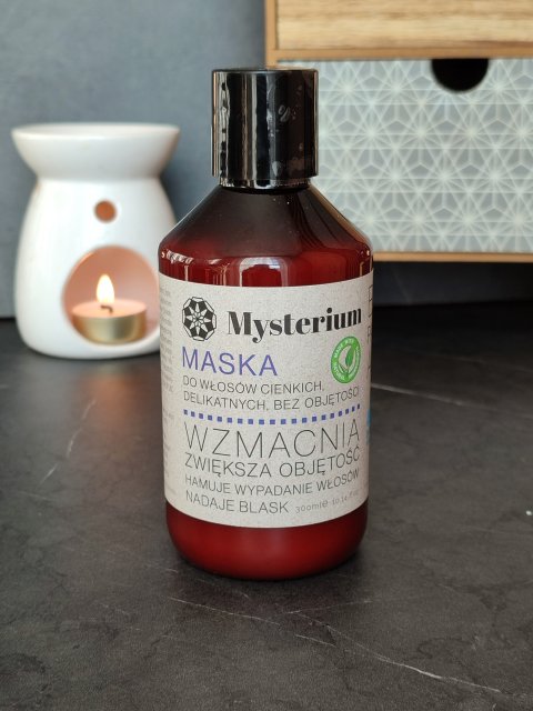 Mysterium Maska do włosów, Włosy cienkie, delikatne, bez objętości, Biotyna, Panthenol, Olejek arganowy, Jedwab, Olejek lniany, Jojoba i słonecznik
