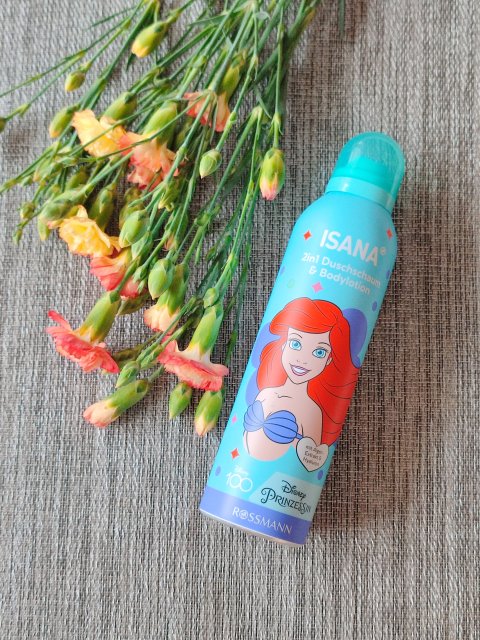 Isana Disney Prinzessin, Pianka pod prysznic i balsam do ciała 2w1, Z ekstraktem z alg i kwasem hialuronowym, Ariel 