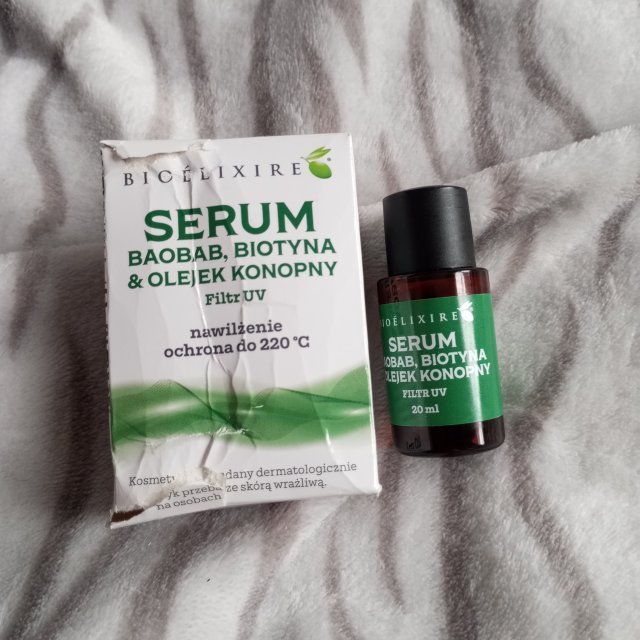 Bioélixire Serum do włosów, Baobab, biotyna & olejek konopny, Filtr UV