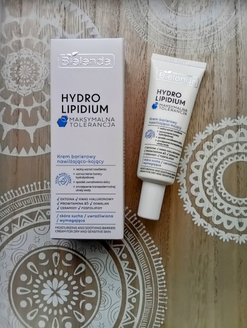 Bielenda Hydro Lipidium, Krem do twarzy, Barierowy, Nawilżająco-kojący, Maksymalna tolerancja