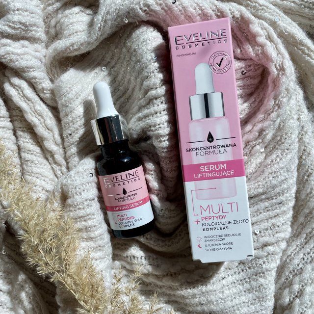 Eveline Skoncentrowana Formuła, Serum do twarzy, Lifting, Multi Peptydy + Koloidalne Złoto, Na dzień i na noc