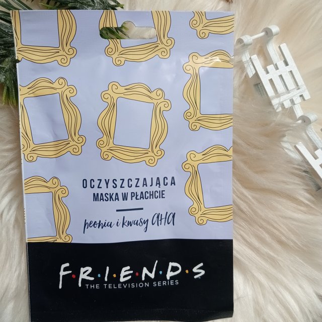 Aura Distribution Maska do twarzy w płacie, Friends, Oczyszczająca, Peonia i kwasy AHA 