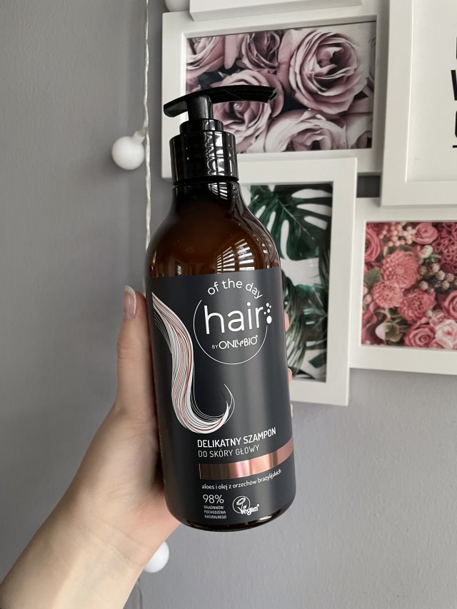 OnlyBio Hair of the Day, Szampon do włosów, Delikatny do skóry głowy, Aloes i olej z orzechów brazylijskich