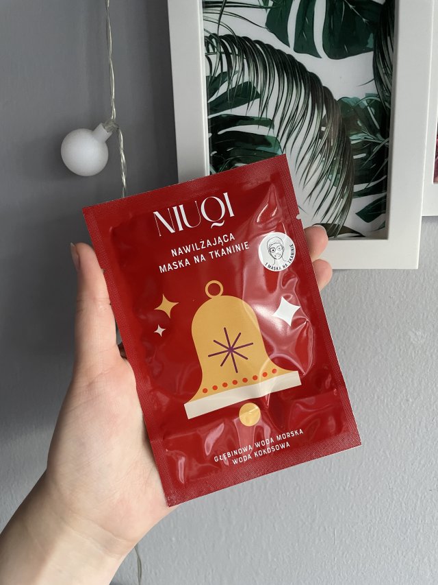 NIUQI Maska do twarzy w płacie, Nawilżająca, Głębinowa woda morska i woda kokosowa, Kalendarz Adwentowy 2023
