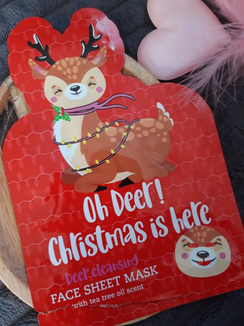 Maxbrands Marketing B.V. Face Sheet Mask, Maseczka do twarzy w płacie, Oh Deer! Christmas is Herejąca, Olejek z drzewa herbacianego  
