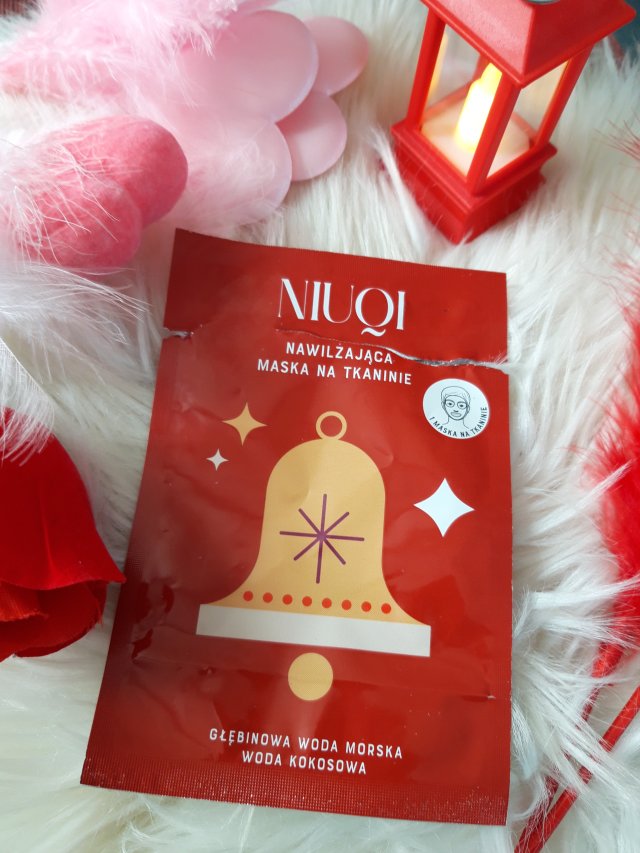 NIUQI Maska do twarzy w płacie, Nawilżająca, Głębinowa woda morska i woda kokosowa, Kalendarz Adwentowy 2023