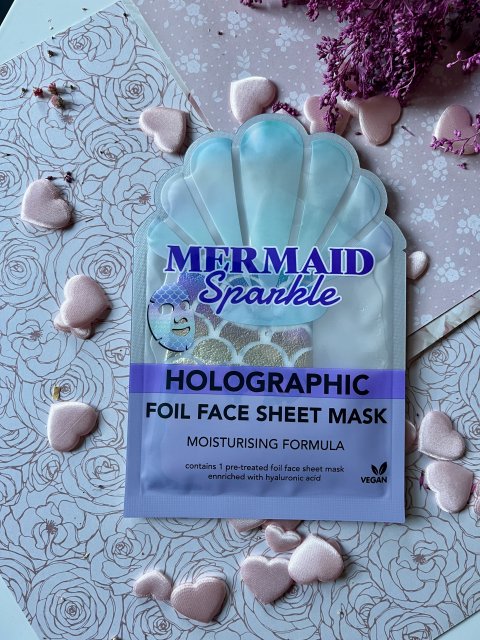 Maxbrands Marketing B.V. Foil Face Sheet Mask, Maseczka do twarzy w płacie, Holographic, Mermaid Sparkle, Formuła nawilżająca