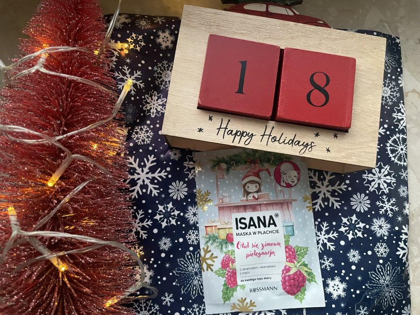 Isana Maseczka do twarzy w płacie, Otul się zimowa pielęgnacją, Z ceramidami i ekstraktem z malin 