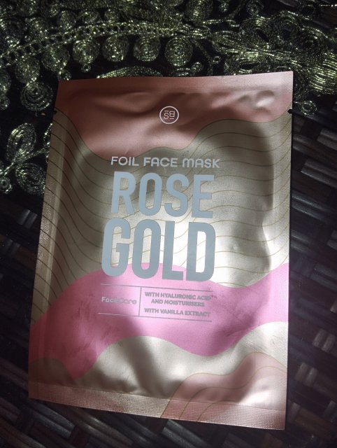 SkinBliss Maska do twarzy w płacie, Rose Gold Foil Mask, Vanilla Extract, Foliowa
