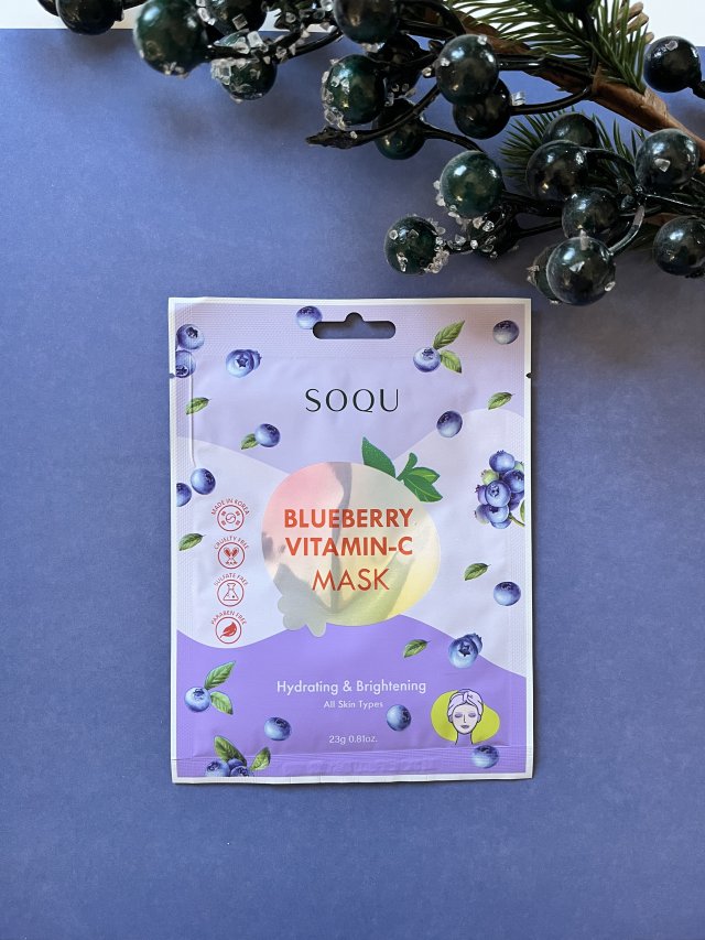 Soqu Maska do twarzy w płacie, Blueberry Vitamin-C Mask 
