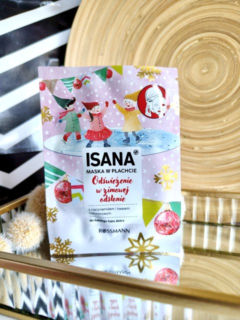 Isana Masecz ka do twarzy w płacie, Odświeżenie w zimowej odsłonie, Niacynamid i kwas hialuronowy 