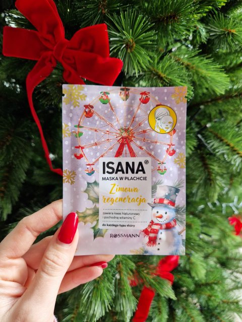 Isana Maseczka do twarzy w płacie, Zimowa regeneracja, Kwas hialuronowy i witamina C 