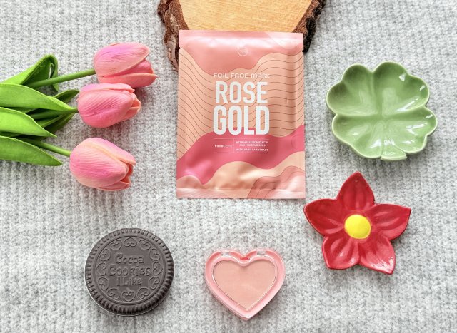 SkinBliss Maska do twarzy w płacie, Rose Gold Foil Mask, Vanilla Extract, Foliowa
