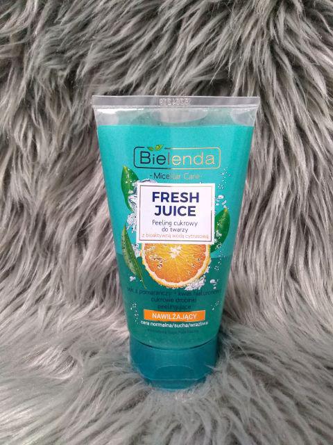 Bielenda Fresh Juice, Nawilżający peeling cukrowy do twarzy, sok z pomarańczy + kwas hialuronowy
