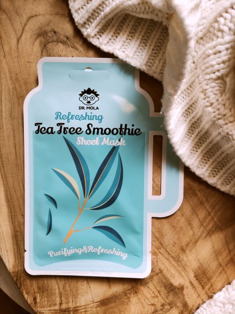 Dr. Mola Maska do twarzy w płacie, Tea Tree Smoothie, Refreshing