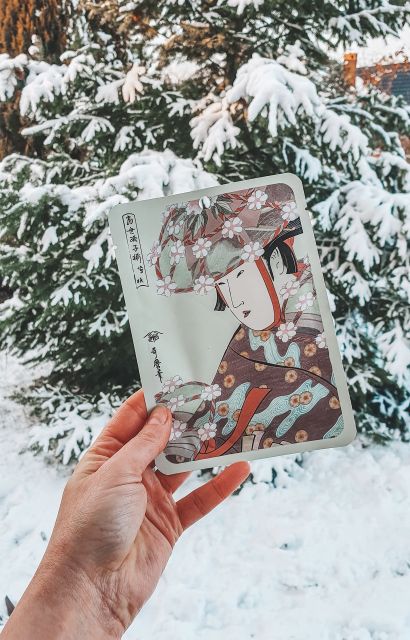 Mitomo Maska do twarzy w płacie, Ukiyo-e, z Aloesem i Kwiatem Wiśni Japońskiej