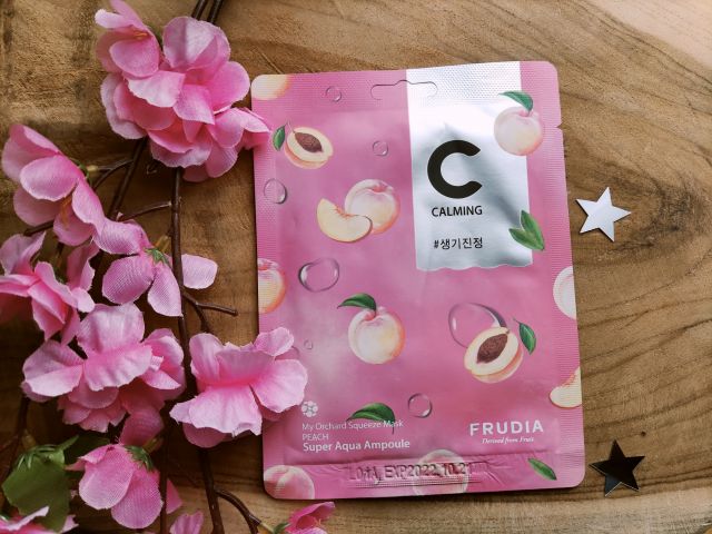 Frudia Maska do twarzy w płacie, My Orchard Squeeze Mask, Peach, Super Aqua Ampoule, Calming