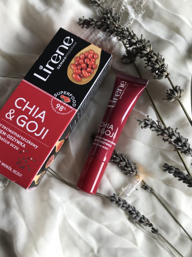 Lirene Dermoprogram, Chia & Goji, Krem-odżywka na okolice oczu, Przeciwzmarszczkowy 
