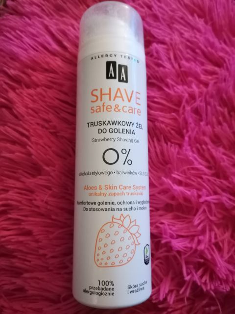 AA Shave, Safe & Care, Żel do golenia, Truskawkowy