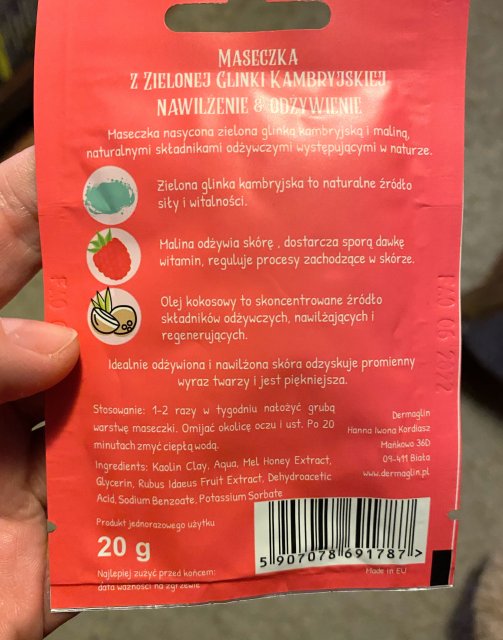 Dermaglin sweet raspberry maska z glinką