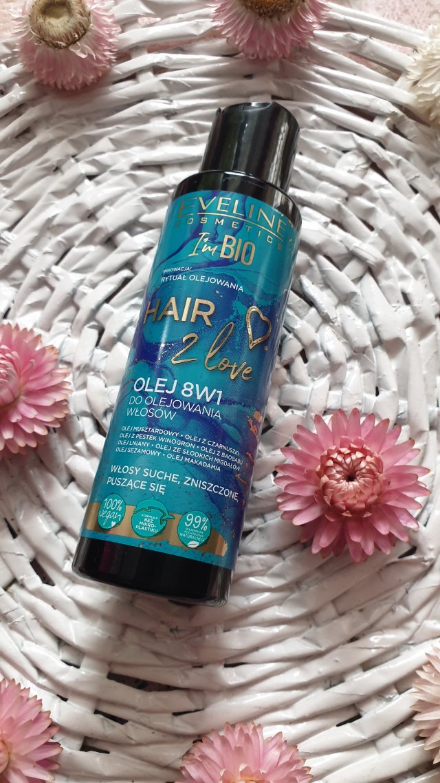 Eveline I'm Bio, Hair 2 Love, Olej 8w1, Włosy suche, zniszczone, puszące się 