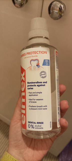 elmex Płyn do płukania jamy ustnej, Przeciw próchnicy, Z aminofluorkiem