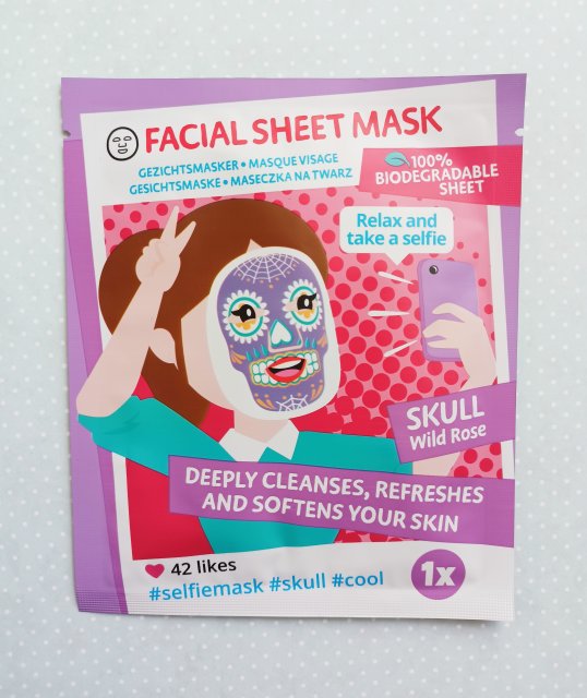 Mascot Europe Maska do twarzy w płacie, Relax & Take a Selfie, Skull Wild Rose