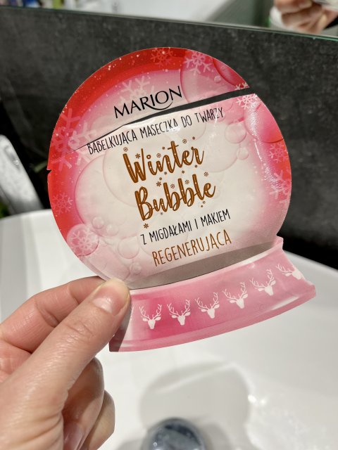 Marion Winter Bubble, Maseczka do twarzy, Bąbelkująca, Regenerująca, Z migdałami i makiem