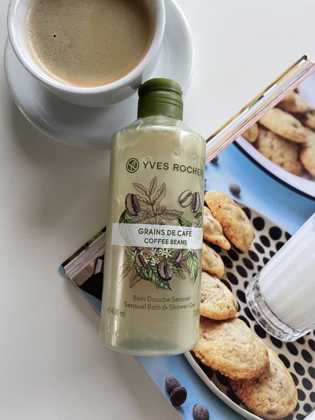 Yves Rocher Żel pod prysznic i do kąpieli, Kremowy, Ziarna kawy 