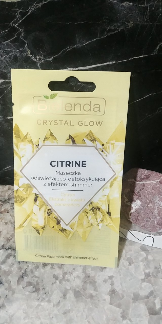 Bielenda Crystal Glow, Maseczka do twarzy, Odświeżająco-detoksykująca, Z efektem shimmer, Citrine, Cytryn z ekstraktem z pomarańczy