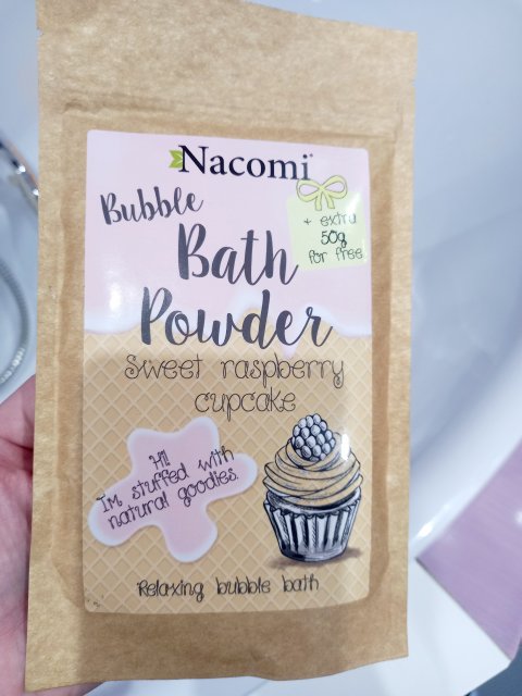 Nacomi Puder do kąpieli, Bubble Bath Powder, Sweet Raspberry Cupcake