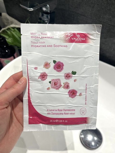 Valcena Maska do twarzy w płacie, Hydrating & Soothing, Róża damasceńska