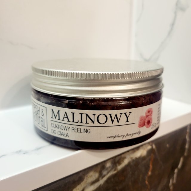 Fresh&Natural Cukrowy peeling do ciała, Malinowy