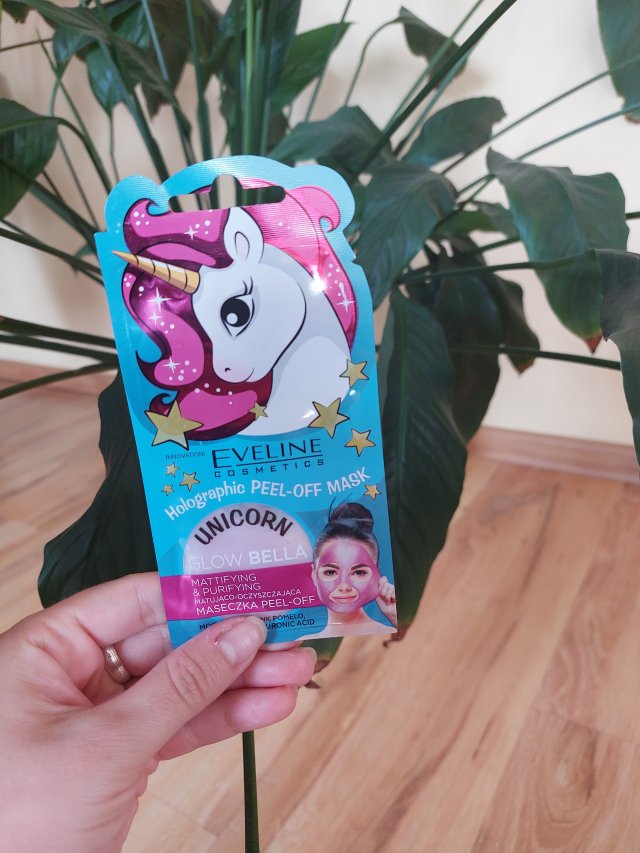 Eveline Unicorn, Maseczka do twarzy, Holograficzna, Peel-off, Glow Bella, Matująco-oczyszczająca