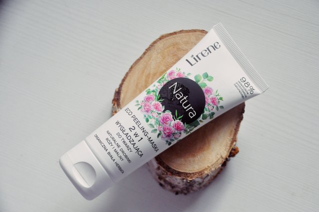 Lirene Natura, Eco, Peeling-maska do twarzy, Naturalne drobinki róży i malin, Organiczna biała herbata