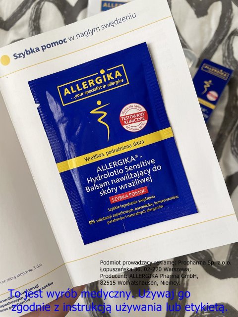 Allergika Balsam do ciała, Hydrolotio Sensitive, Nawilżający, Do skóry wrażliwej, Szybka pomoc