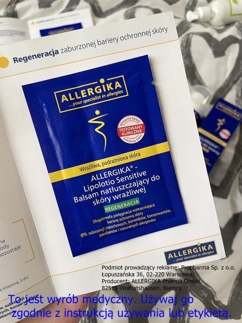 Allergika Balsam do ciała, Lipolotio Sensitive, Natłuszczający, Do skóry wrażliwej, Regeneracja