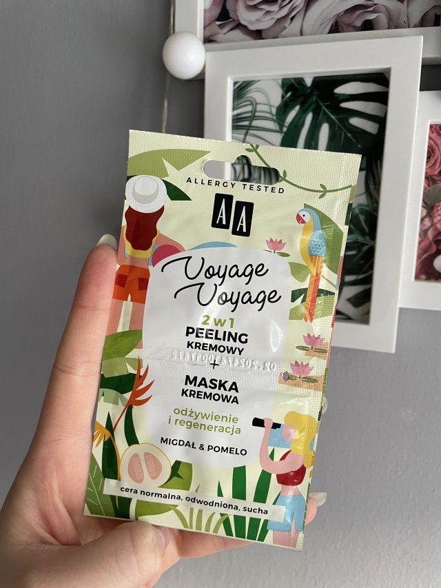 AA Voyage Voyage, 2w1 Peeling kremowy + Maska kremowa, Odżywienie i regeneracja, Migdał & Pomelo