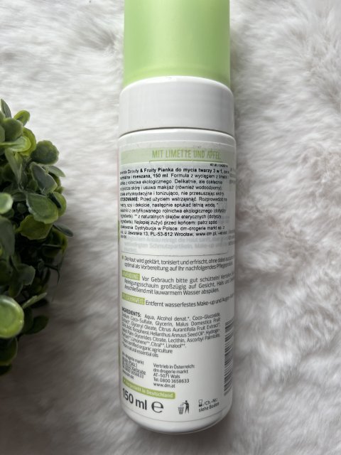 Alverde Beauty & Fruity, Pianka do mycia twarzy, Dla cery normalnej i mieszanej, Bio Limonka & Bio Jabłko
