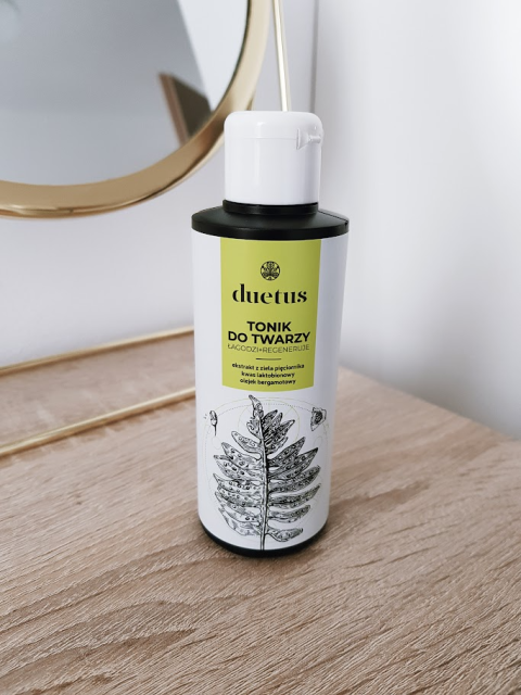 Sylveco, Duetus, Tonik do twarzy, Łagodzi, Regeneruje, Ekstrakt z ziela pięciornika, Kwas laktobionowy, Olejek bergamotowy