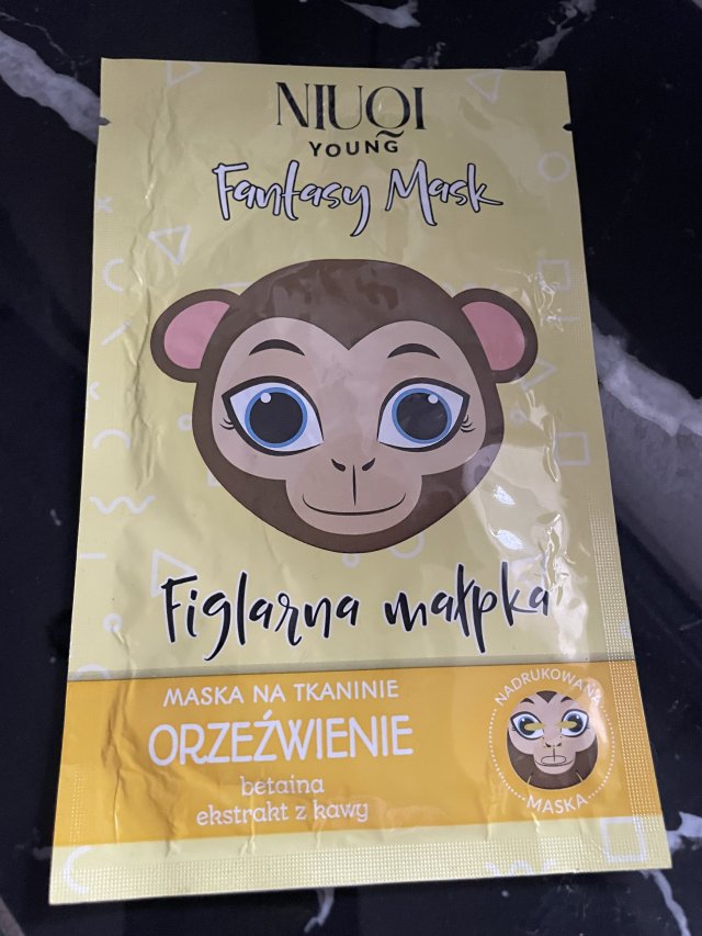 NIUQI Maska do twarzy w płacie, Fantasy Mask, Orzeźwienie, Figlarna małpka