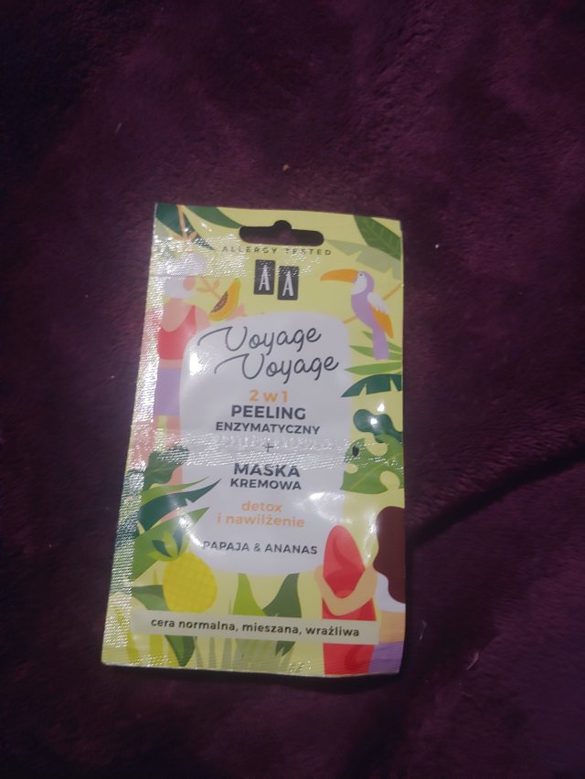 AA Voyage Voyage, 2w1 Peeling enzymatyczny + maska kremowa, Papaja & Ananas