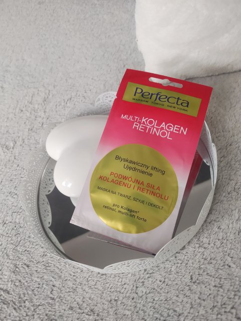 Perfecta Multi-Kolagen Retionol, Maska na twarz, szyję i dekolt, Błyskawiczny lifting, Ujędrnienie