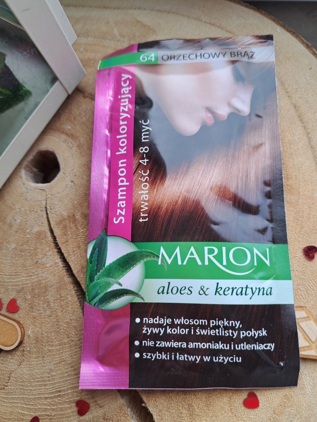Marion Szampon koloryzujący, Aloes i Keratyna, 64 Orzechowy Brąz