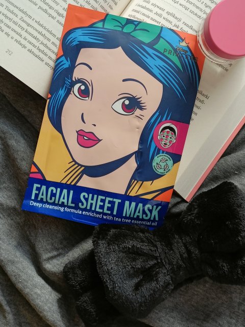 Topbrands Europe B.V. Disney Princess, Maska do twarzy w płacie, Głęboko oczyszczająca, Z olejkiem z drzewa herbacianego, Snow White